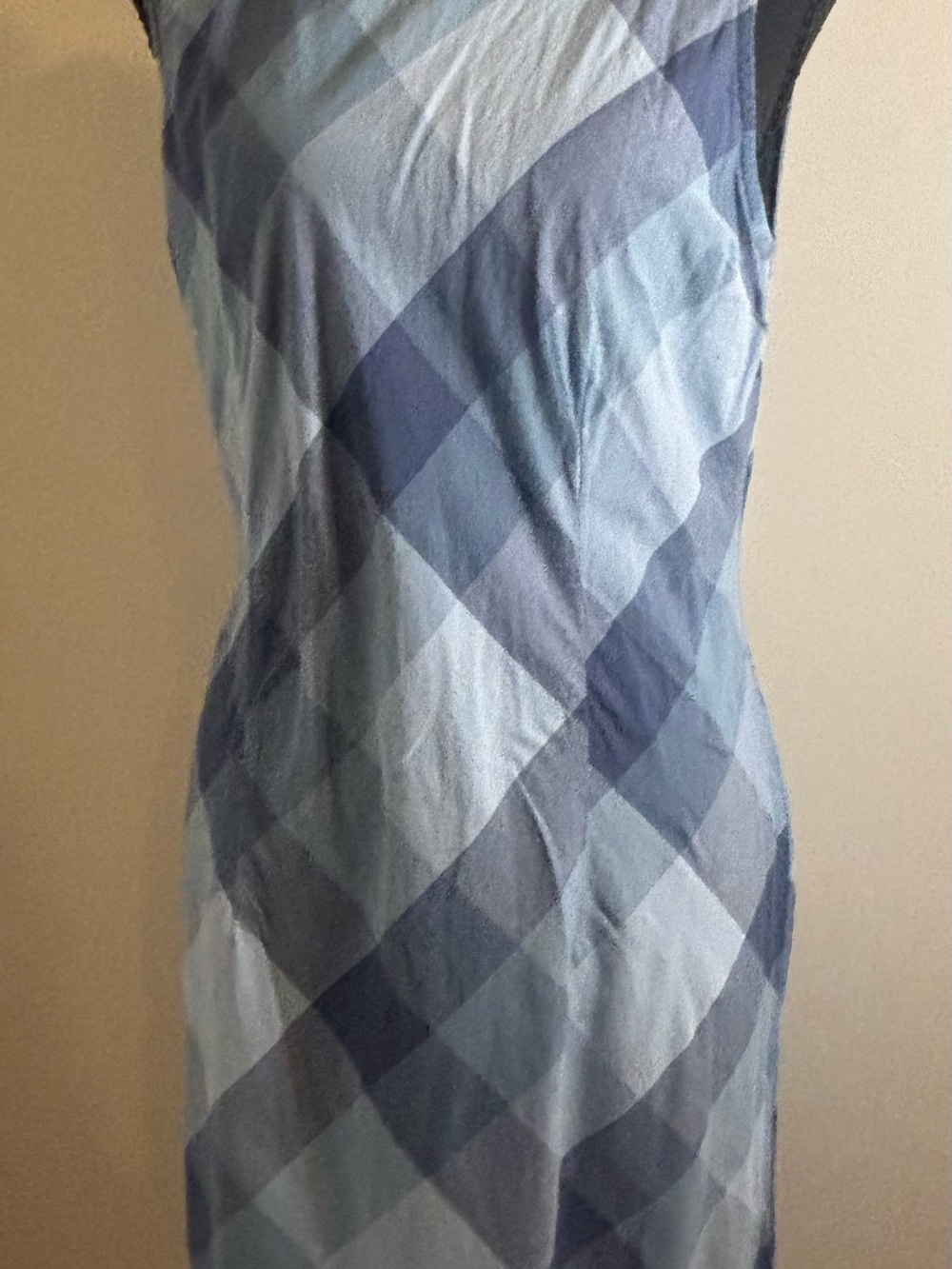 Faded Glory Blue Plaid Sleeveless Dress